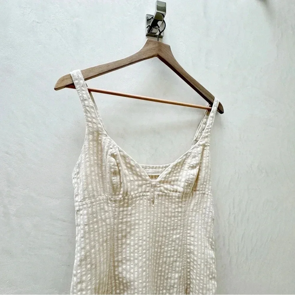 Urban Outfitters || Why Not Seersucker Mini Dress Ivory Medium - Picture 7 of 8